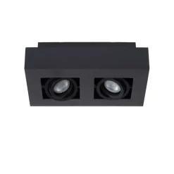 Spots<Lucide Plafondspot Xirax Zwart - 2 x GU10 - 14x25 cm