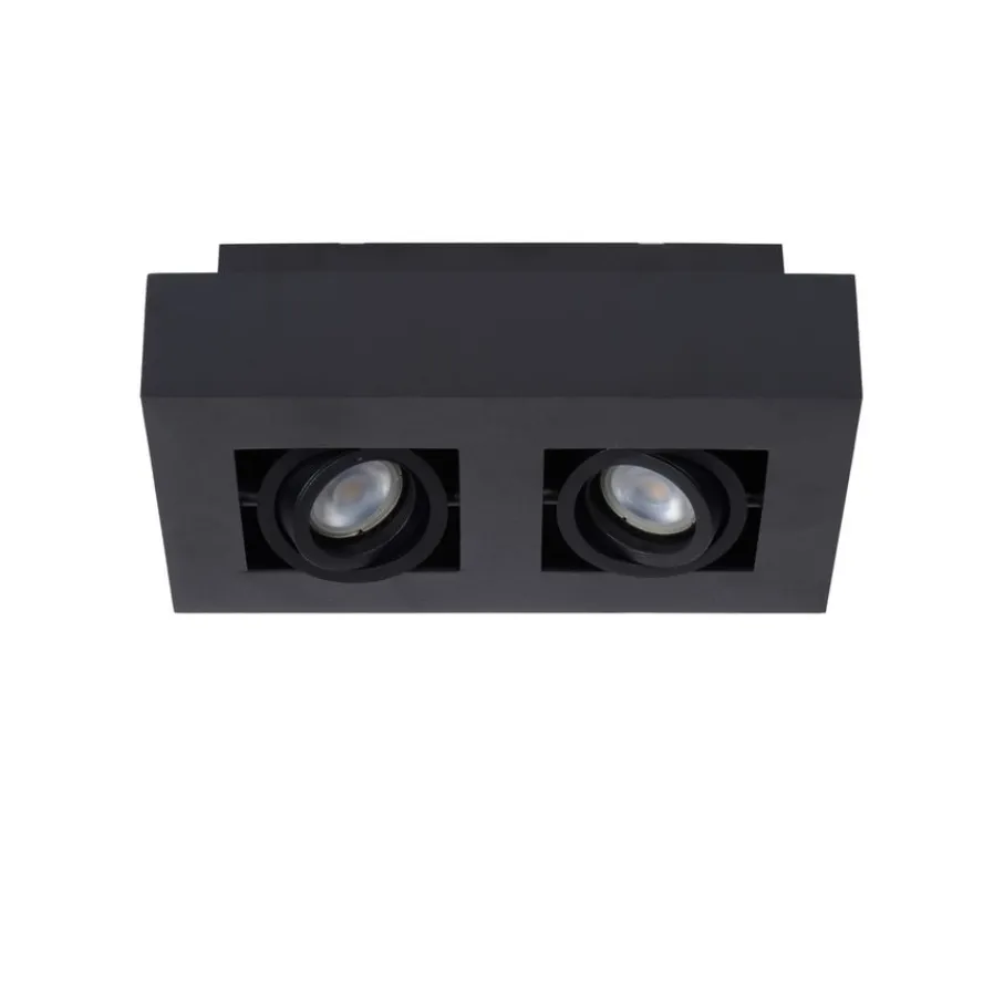 Spots<Lucide Plafondspot Xirax Zwart - 2 x GU10 - 14x25 cm