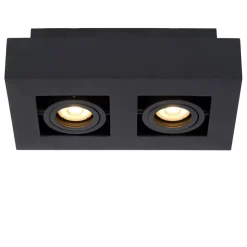 Spots<Lucide Plafondspot Xirax Zwart - 2 x GU10 - 14x25 cm