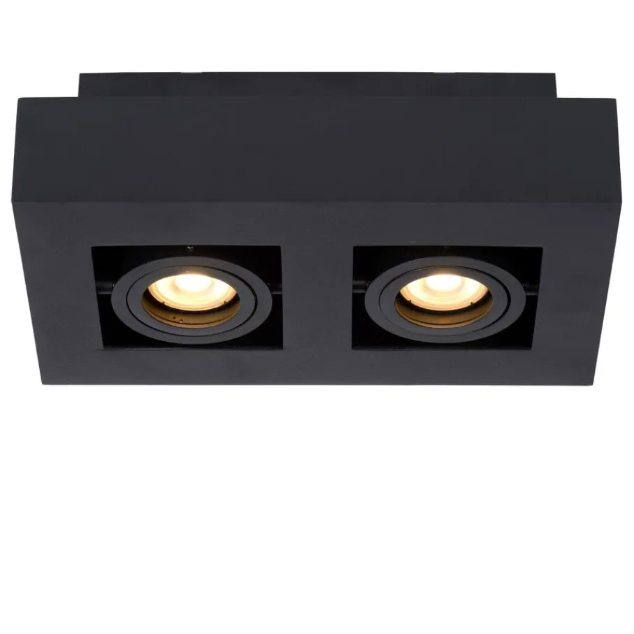 Spots<Lucide Plafondspot Xirax Zwart - 2 x GU10 - 14x25 cm