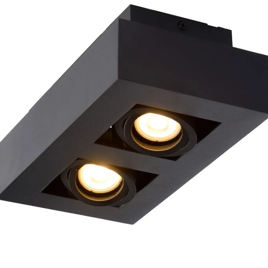 Spots<Lucide Plafondspot Xirax Zwart - 2 x GU10 - 14x25 cm