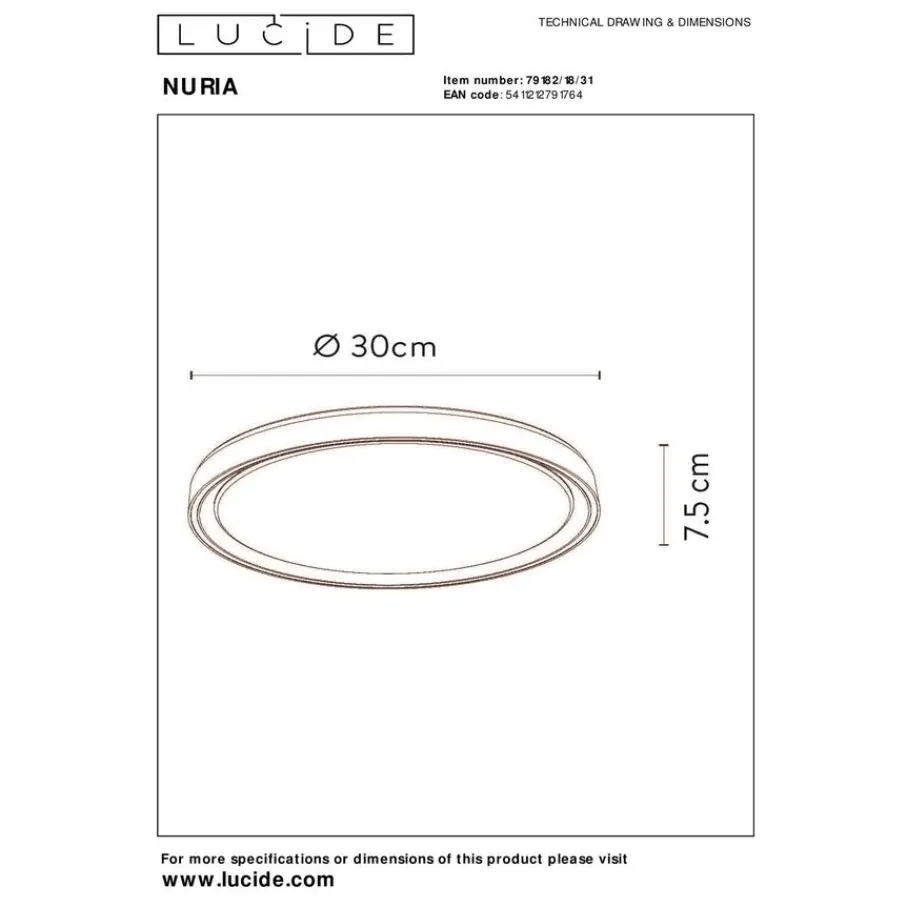 Plafonnières<Lucide Plafonniere Nuria Wit - LED - Ø 30 cm