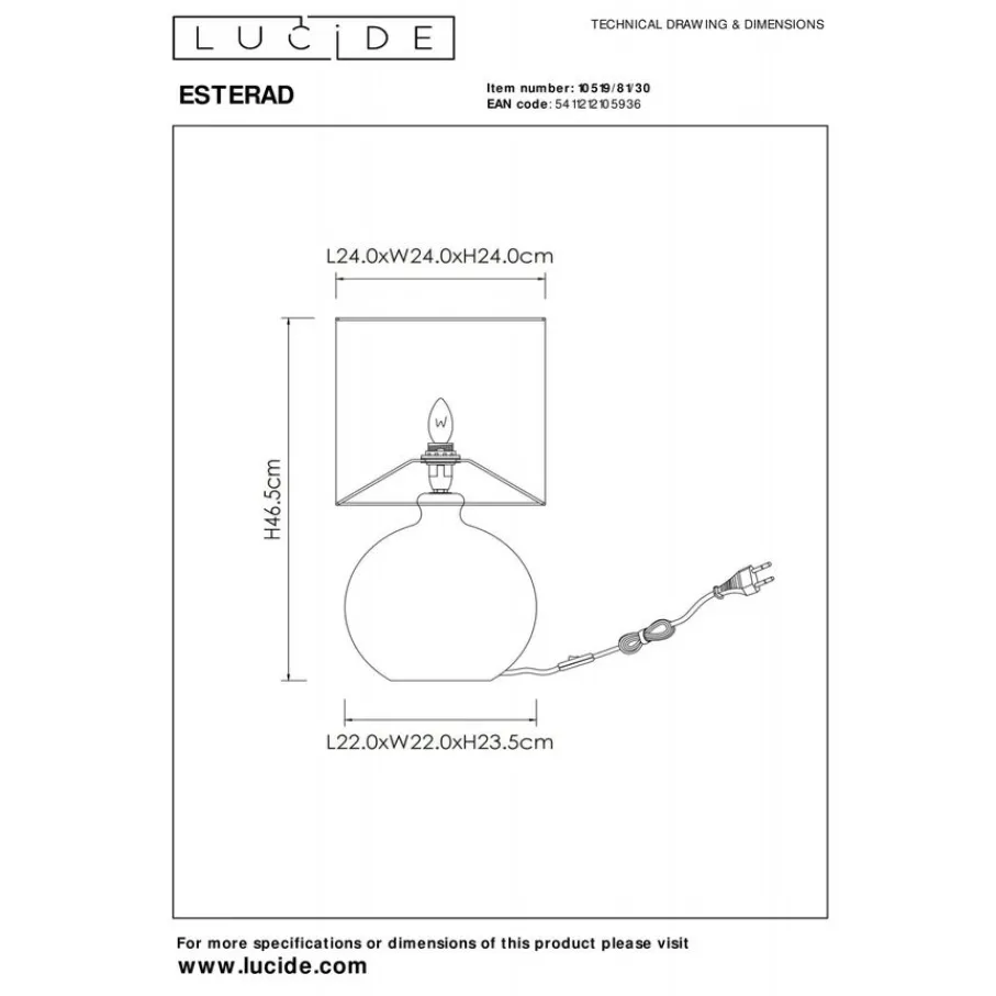 Tafellampen<Lucide Tafellamp Esterad Zwart - E14 - 47 cm hoog