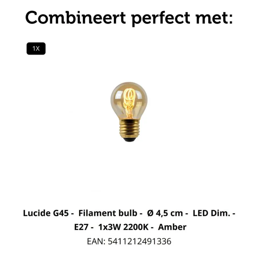 Tafellampen<Lucide Tafellamp Fungo Oranje - E27 - 28 cm hoog