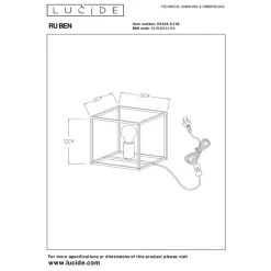 Tafellampen<Lucide Tafellamp Ruben Zwart - E27 - 22 cm hoog