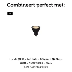 Vloerlampen<Lucide Vloerlamp Clubs Zwart - 2 x GU10 - 140 cm hoog