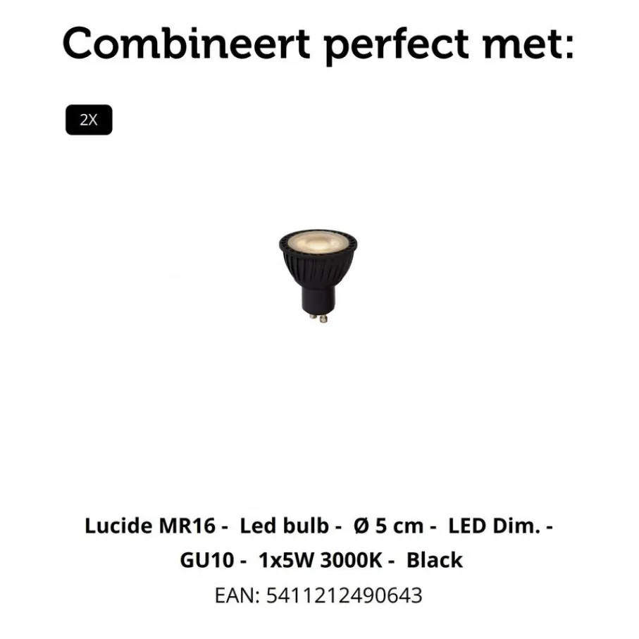 Vloerlampen<Lucide Vloerlamp Clubs Zwart - 2 x GU10 - 140 cm hoog