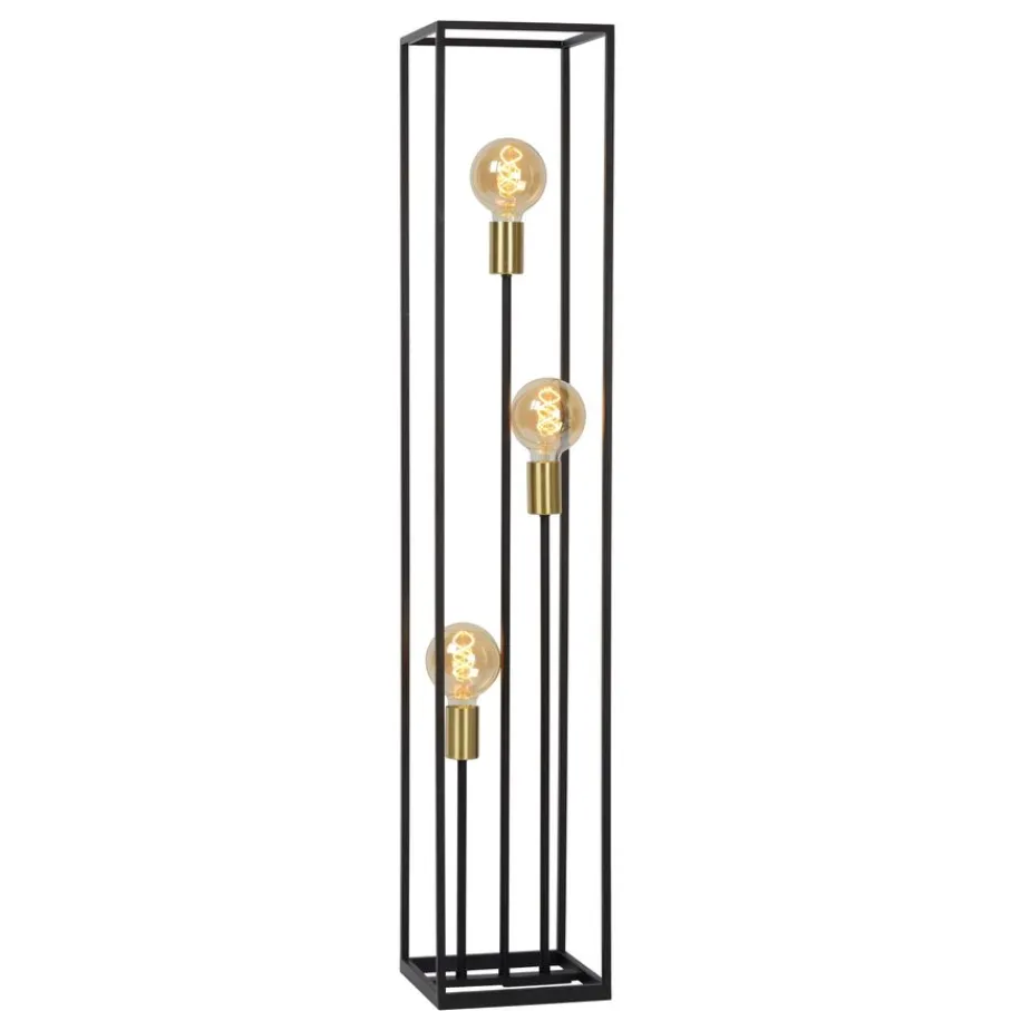 Vloerlampen<Lucide Vloerlamp Ruben Zwart - 3 x E27 - 120 cm hoog