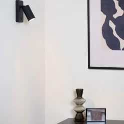 Wandlampen<Lucide Wandlamp Clubs Zwart - GU10 - 16 cm hoog