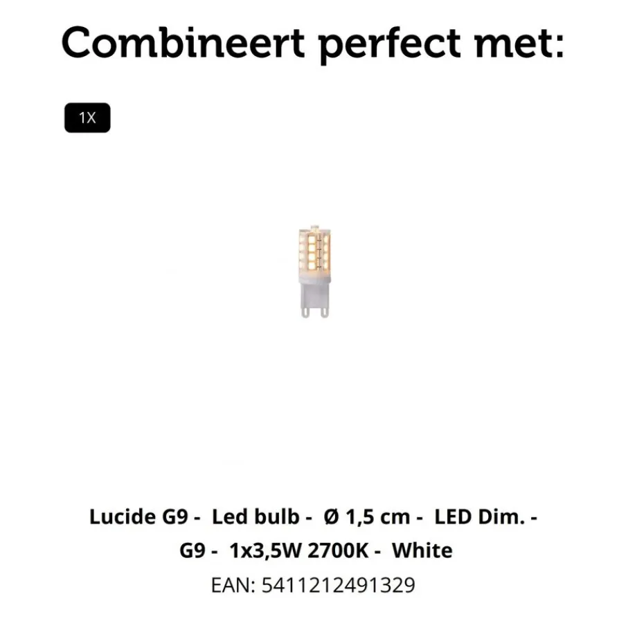 Wandlampen<Lucide Wandlamp Diletta Zwart - G9 - 18 cm hoog