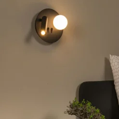 Wandlampen<Lucide Wandlamp Matiz Zwart - LED - Ø 17 cm