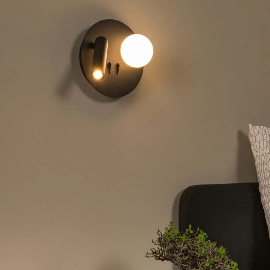 Wandlampen<Lucide Wandlamp Matiz Zwart - LED - Ø 17 cm