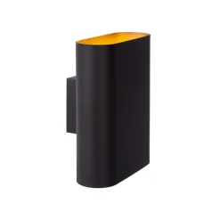 Wandlampen<Lucide Wandlamp Ovalis Zwart - 2 x E14 - 20 cm hoog