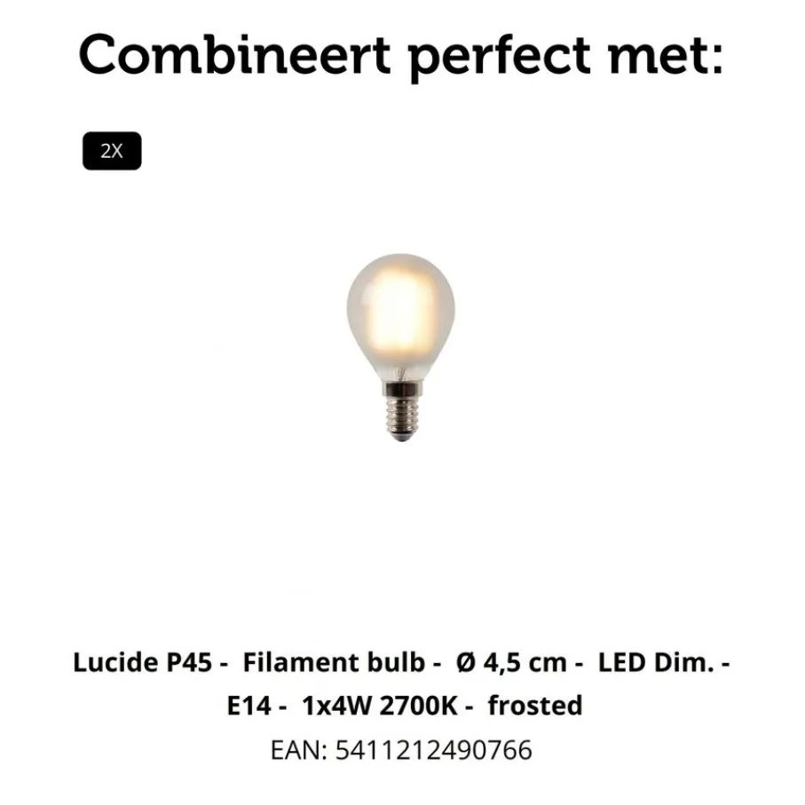 Wandlampen<Lucide Wandlamp Ovalis Zwart - 2 x E14 - 20 cm hoog