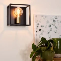 Wandlampen<Lucide Wandlamp Ruben Zwart - E27 - 22 cm breed