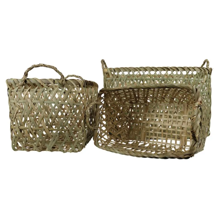 Manden< Mand Bamboe Rechthoek Naturel - set 3 stuks
