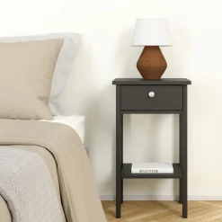 Nachtkastjes< Nachtkastje Dallas Zwart - 40x71x35 cm