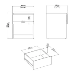 Nachtkastjes< Nachtkastje Luna Taupe / Eiken - 41x50x40 cm