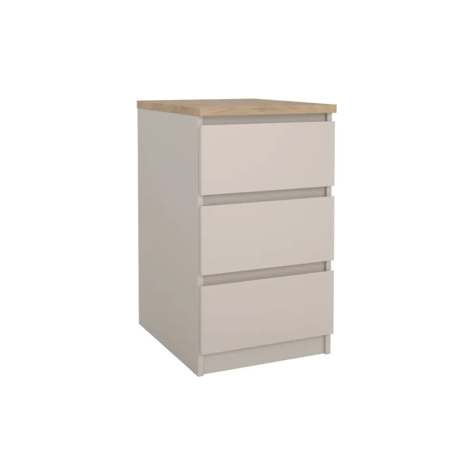 Opbergkasten< Nachtkastje Luna Taupe / Eiken - 41x71x50 cm