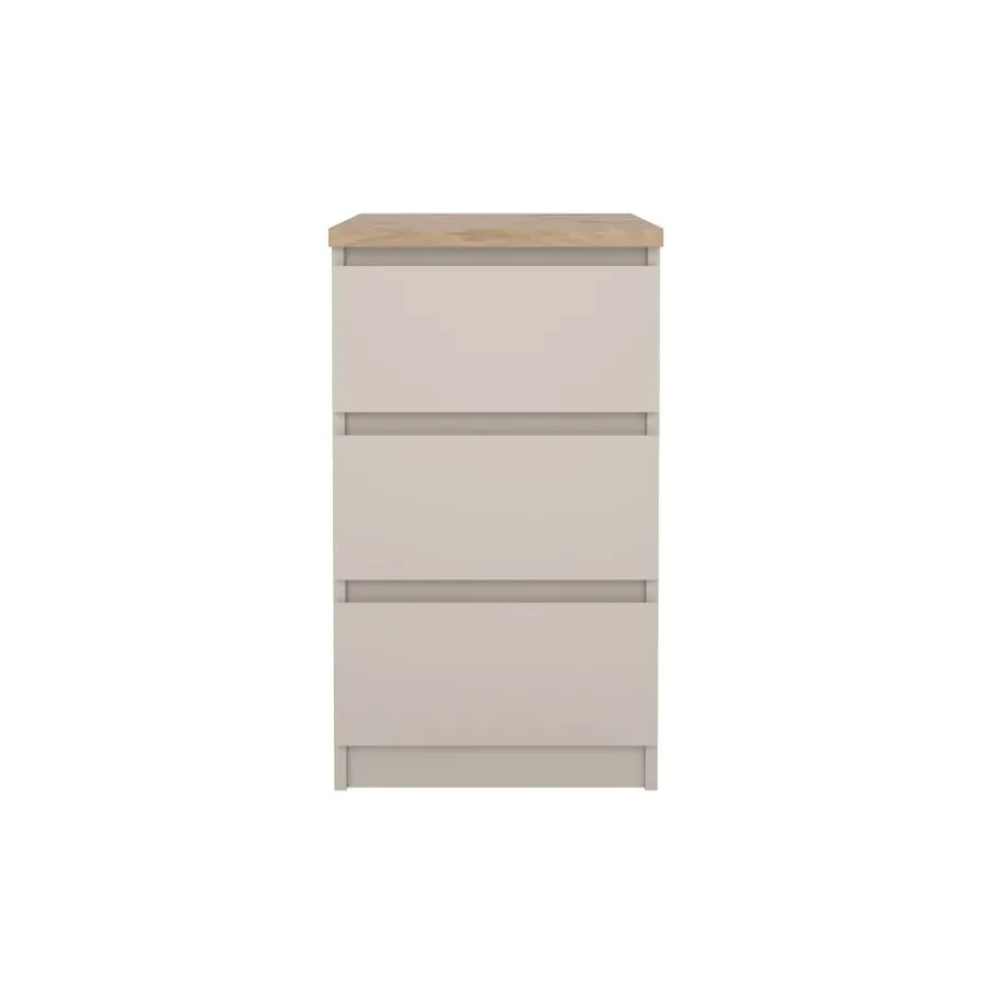 Opbergkasten< Nachtkastje Luna Taupe / Eiken - 41x71x50 cm