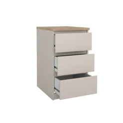 Opbergkasten< Nachtkastje Luna Taupe / Eiken - 41x71x50 cm