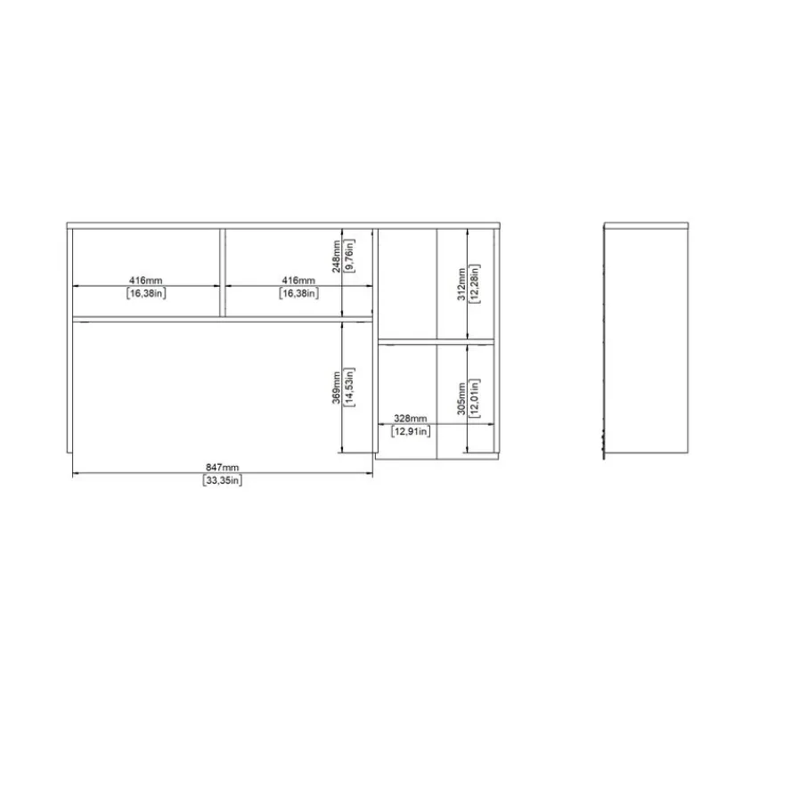 Bureaus< Opzetkast Boston Eiken / Zwart - 123x65x24 cm