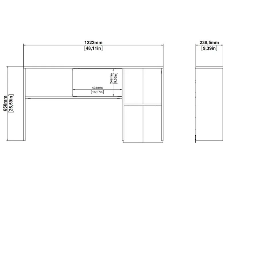 Bureaus< Opzetkast Boston Eiken / Zwart - 123x65x24 cm