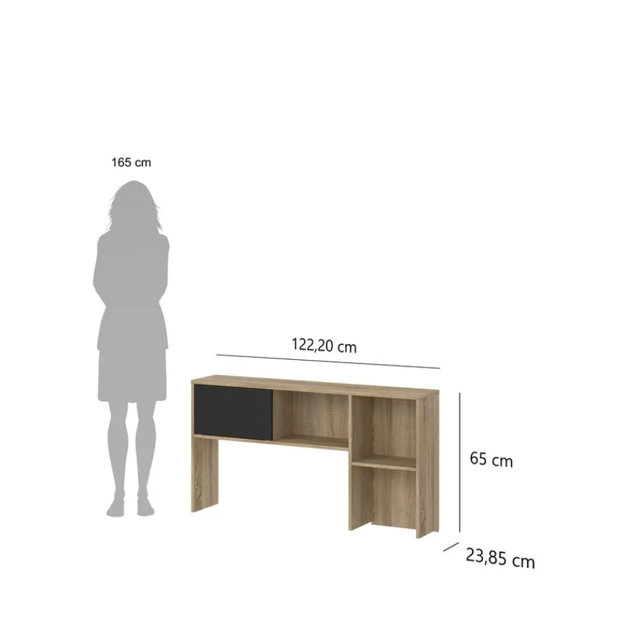 Bureaus< Opzetkast Boston Eiken / Zwart - 123x65x24 cm