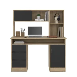Bureaus< Opzetkast Boston Eiken / Zwart - 123x65x24 cm