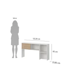 Bureaus< Opzetkast Boston Wit / Eiken - 123x65x24 cm