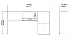 Bureaus< Opzetkast Boston Wit / Eiken - 123x65x24 cm