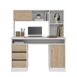 Bureaus< Opzetkast Boston Wit / Eiken - 123x65x24 cm