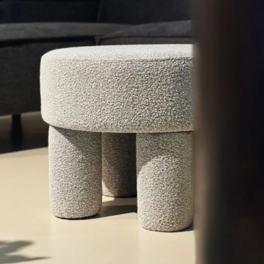 Poefs & Krukjes< Poef Weslee Beige - Ø 50 cm