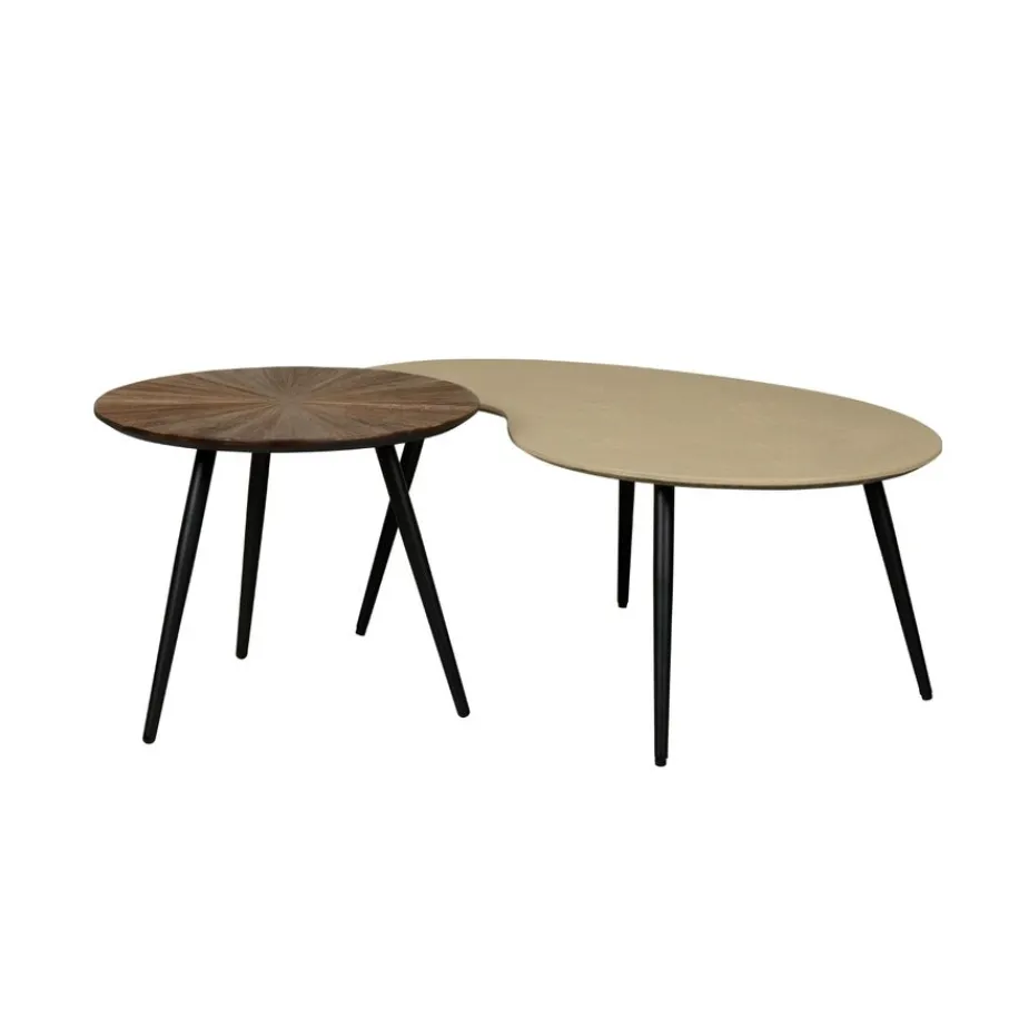 Salontafels< Salontafel Capi Greige / Bruin - set 2 stuks