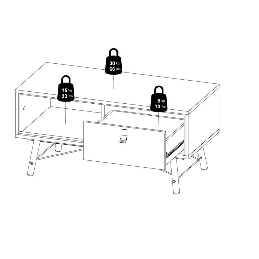 Salontafels< Salontafel Denver Eiken - 102x48 cm