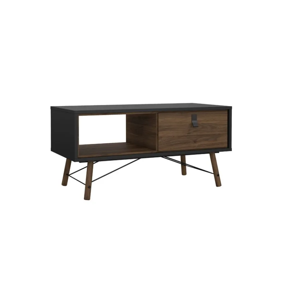 Salontafels< Salontafel Denver Zwart / Walnoot - 102x48 cm