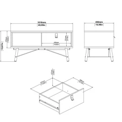 Salontafels< Salontafel Denver Zwart / Walnoot - 102x48 cm