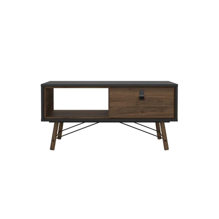 Salontafels< Salontafel Denver Zwart / Walnoot - 102x48 cm