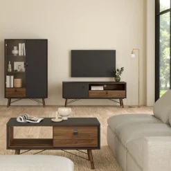 Salontafels< Salontafel Denver Zwart / Walnoot - 102x48 cm