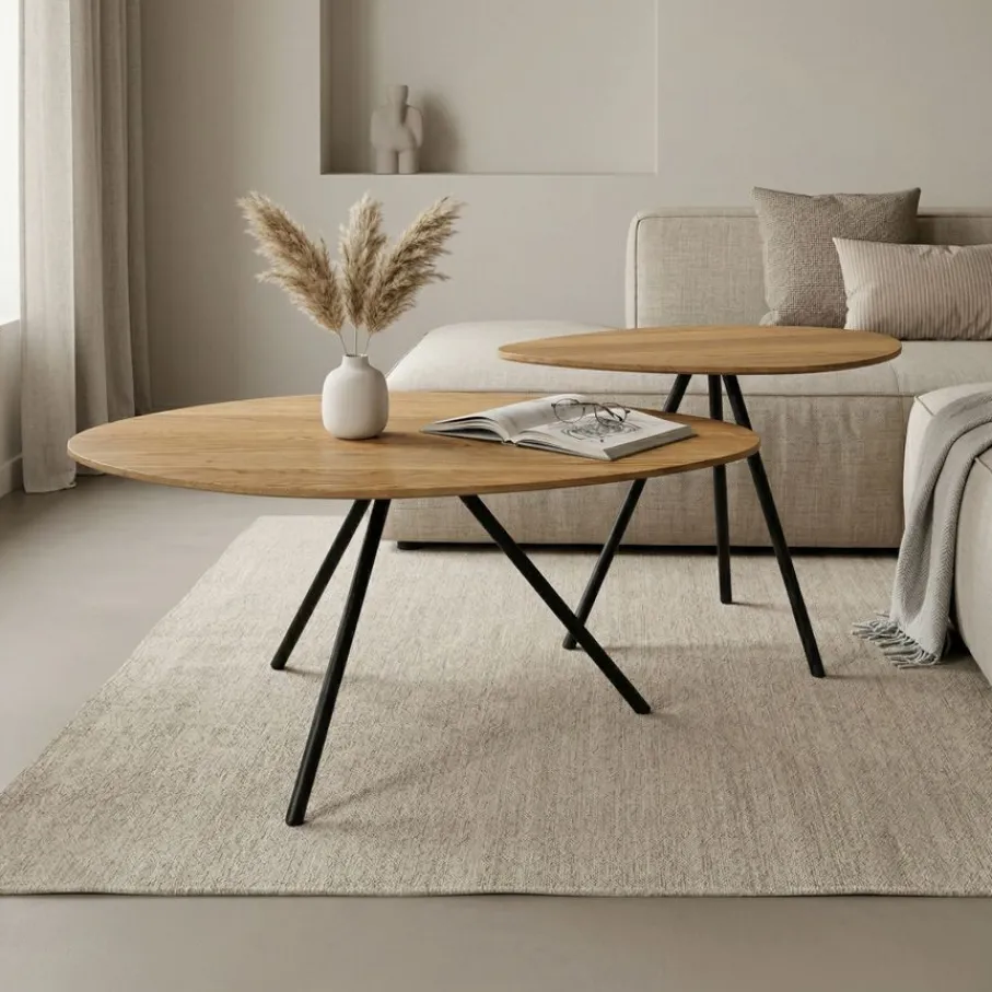 Salontafels< Salontafel Varo Naturel - set 2 stuks