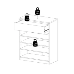 Opbergkasten|Schoenenkasten< Schoenenkast Luna Hoogglans Wit - 81x101x40 cm