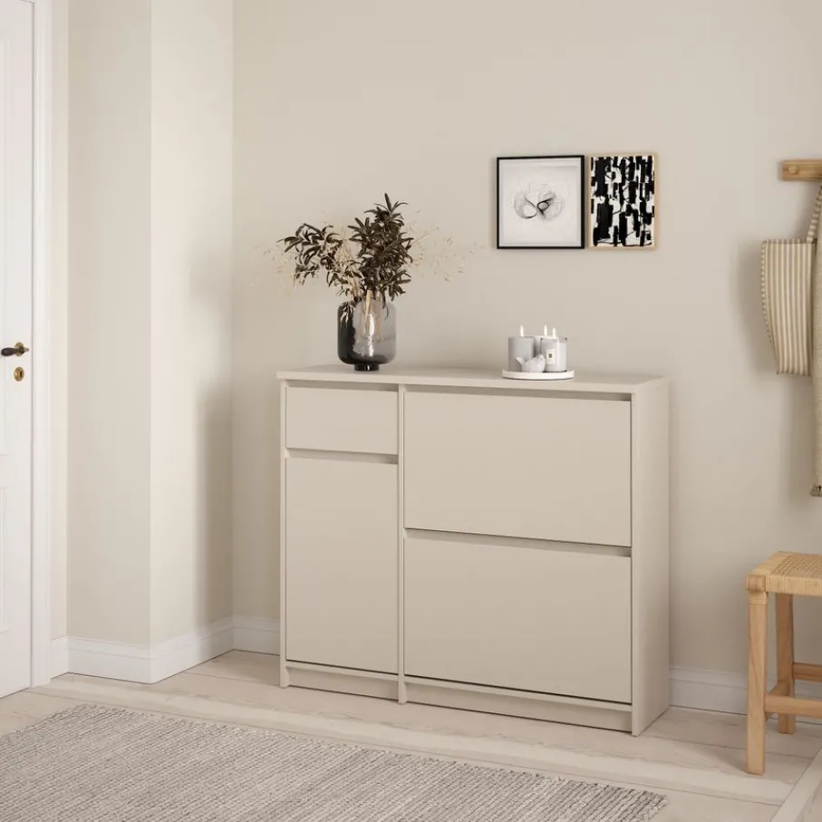 Opbergkasten|Schoenenkasten< Schoenenkast Luna Taupe - 109x92x32 cm