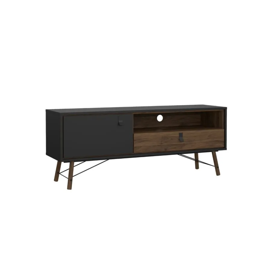 Tv-Meubels< TV-meubel Denver Zwart / Walnoot - 150x60x40 cm