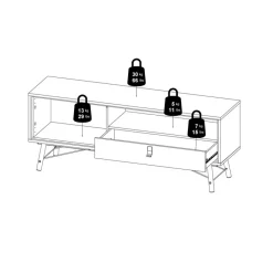 Tv-Meubels< TV-meubel Denver Zwart / Walnoot - 150x60x40 cm