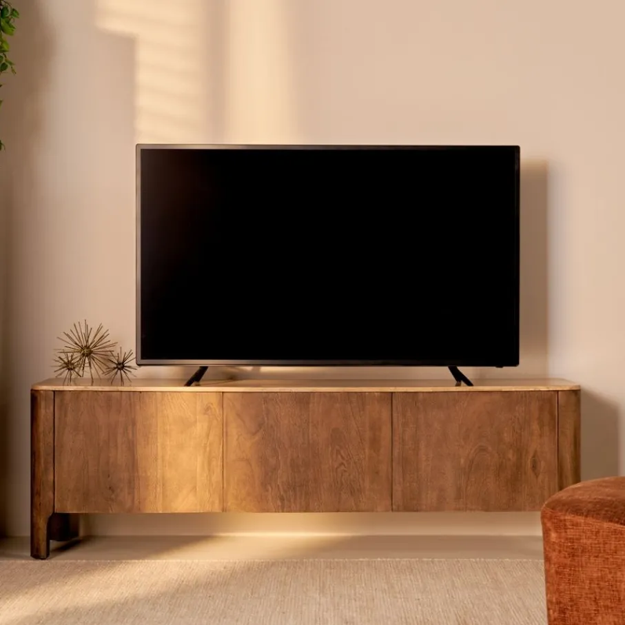 Tv-Meubels< TV-Meubel Liam Bruin / Marmer - 175x55x40 cm