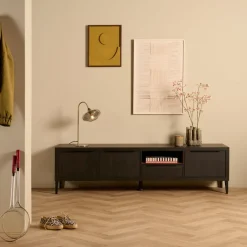 Tv-Meubels< TV-meubel Zwanenburg Zwart - 192x52x48 cm