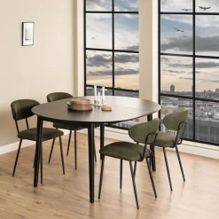 Eettafels< Uitschuifbare Eettafel Saga Zwart - 115/154x115 cm