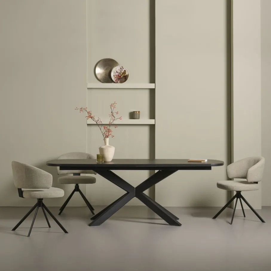 Eettafels< Uitschuifbare Eettafel Zwanenburg Zwart - 220/280x100