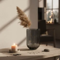 Vazen & Potten< Vaas Mia Donkergrijs - 24 cm hoog