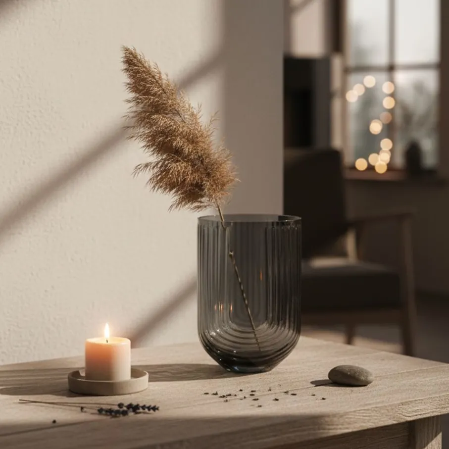 Vazen & Potten< Vaas Mia Donkergrijs - 24 cm hoog